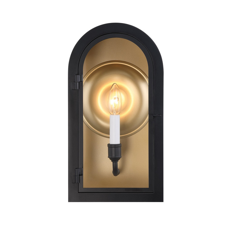 Savoy House - 5-410-331 - One Light Outdoor Wall Lantern - Grotto - Matte Black w/Vintage Gold