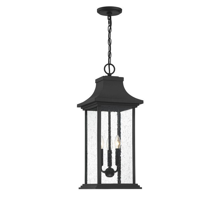 Savoy House - 5-453-BK - Three Light Outdoor Pendant - Hancock - Matte Black