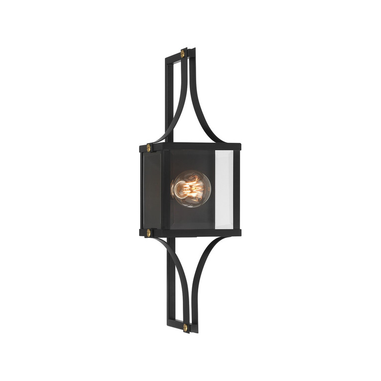 Savoy House - 5-474-144 - One Light Outdoor Wall Lantern - Raeburn - Matte Black/Weathered Brushed Brass