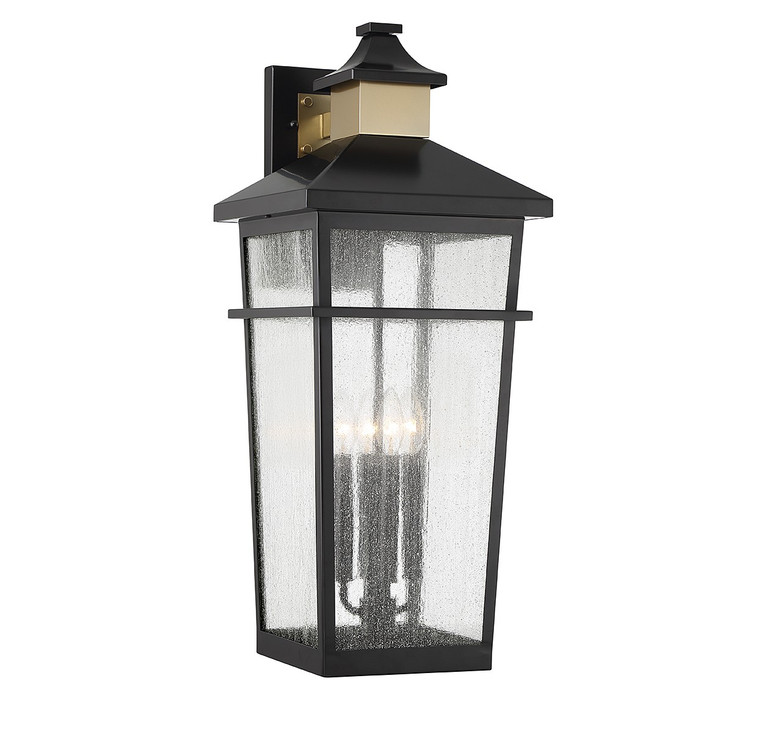 Savoy House - 5-716-143 - Four Light Outdoor Wall Lantern - Kingsley - Matte Black w/Warm Brass