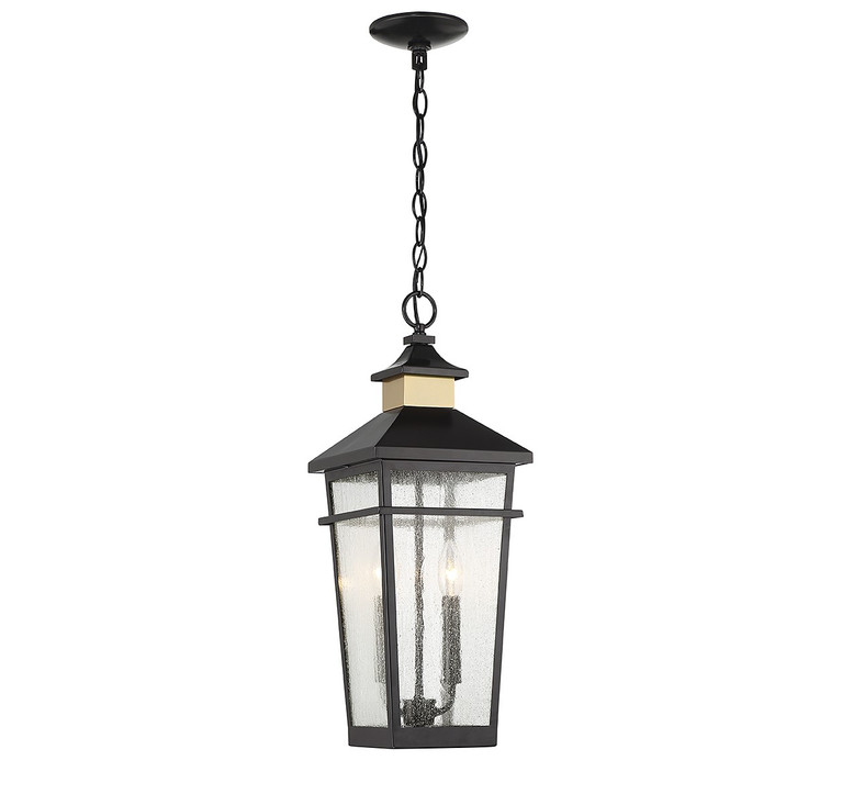 Savoy House - 5-717-143 - Two Light Outdoor Hanging Lantern - Kingsley - Matte Black w/Warm Brass