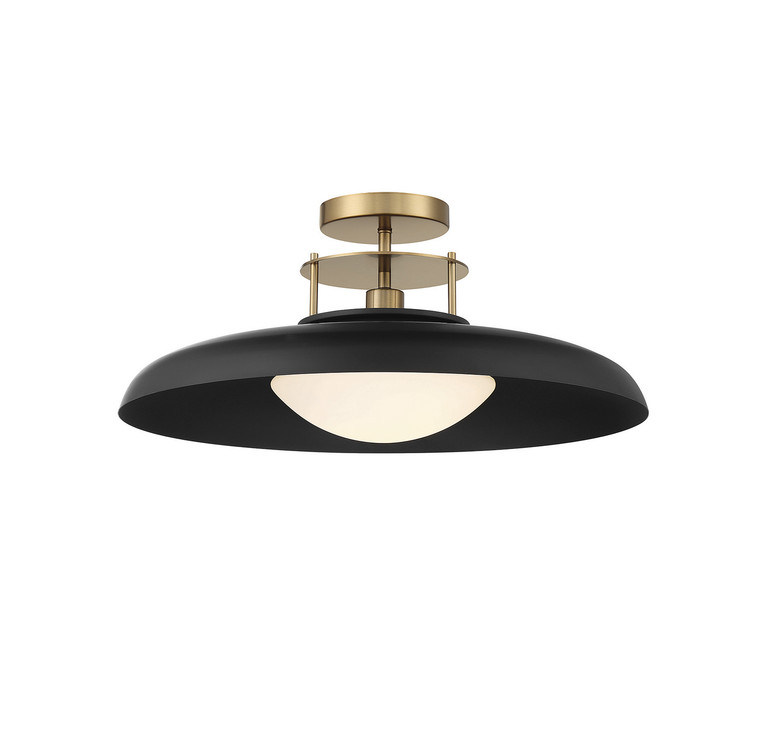 Savoy House - 6-1685-1-143 - One Light Semi-Flush Mount - Gavin - Matte Black w/Warm Brass