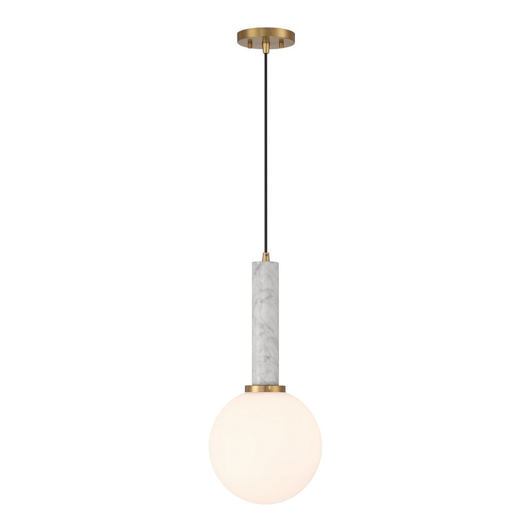 Savoy House - 7-2902-1-264 - One Light Pendant - Callaway - White Marble with Warm Brass