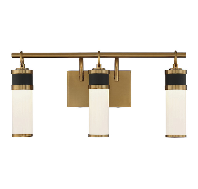 Savoy House - 8-1638-3-143 - LED Bathroom Vanity - Abel - Matte Black w/Warm Brass