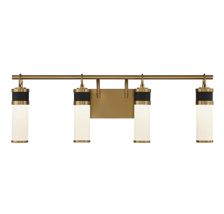Savoy House - 8-1638-4-143 - LED Bathroom Vanity - Abel - Matte Black w/Warm Brass