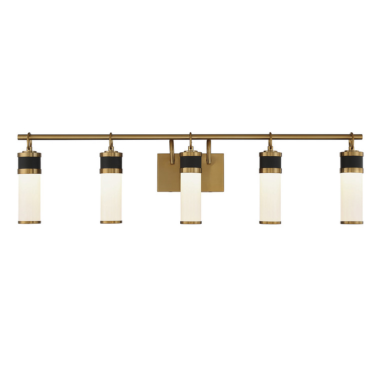 Savoy House - 8-1638-5-143 - LED Bathroom Vanity - Abel - Matte Black w/Warm Brass Accents