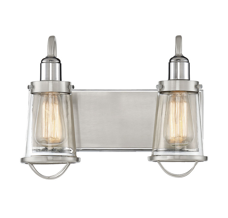 Savoy House - 8-1780-2-111 - Two Light Bath Bar - Lansing - Satin Nickel w/Polished Nickel Accents