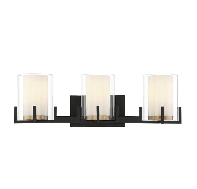 Savoy House - 8-1977-3-143 - Three Light Bathroom Vanity - Eaton - Matte Black w/Warm Brass Accents