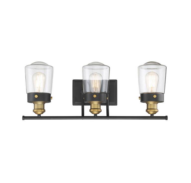 Savoy House - 8-2069-3-51 - Three Light Bath Bar - Macauley - Vintage Black w/Warm Brass