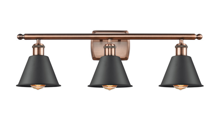 Innovations - 516-3W-AC-M8 - Three Light Bath Vanity - Ballston - Antique Copper