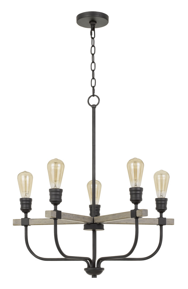 Cal Lighting - FX-3734-5 - Five Light Chandelier - Sion - Natural Wood/Iron