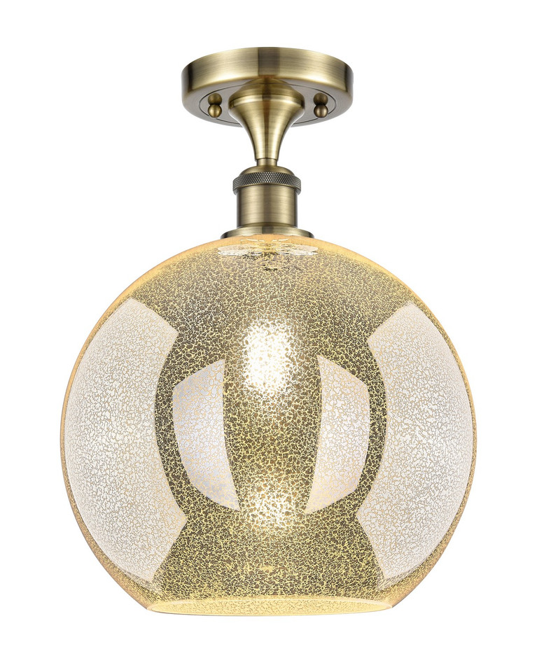 Innovations - 516-1C-AB-G128-12 - One Light Semi-Flush Mount - Ballston - Antique Brass