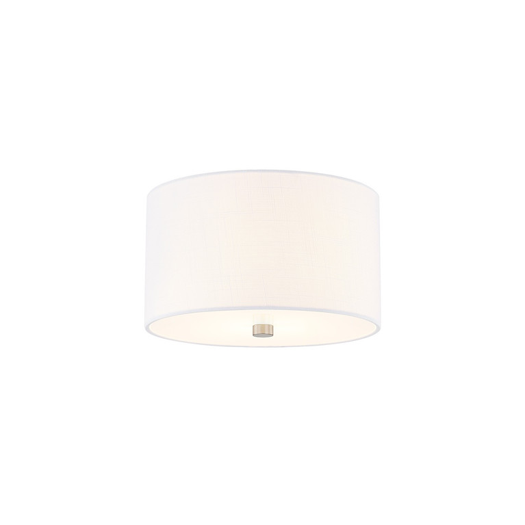 Justice Designs - FAB-9730-WHTE-NCKL - Two Light Flush-Mount - Textile - Brushed Nickel
