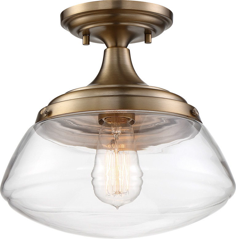 Nuvo Lighting - 60-6797 - One Light Semi Flush Mount - Kew - Burnished Brass / Clear