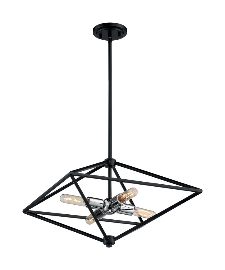 Nuvo Lighting - 60-7008 - Four Light Pendant - Legend - Black / Polished Nickel