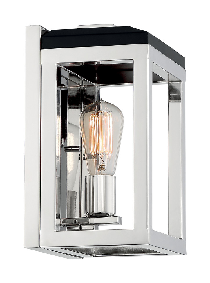 Nuvo Lighting - 60-7091 - One Light Wall Sconce - Cakewalk - Polished Nickel / Black Accents