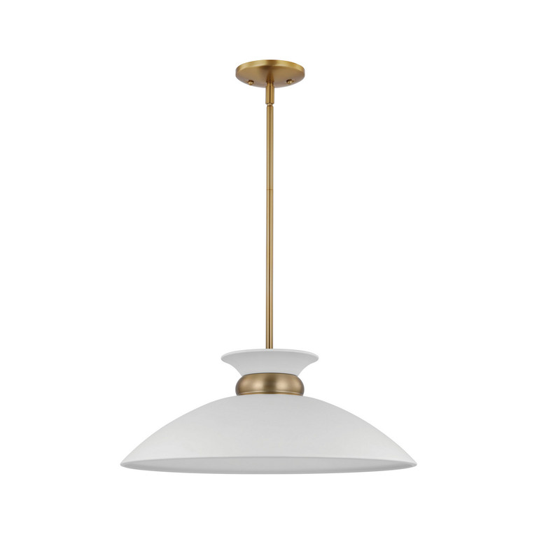 Nuvo Lighting - 60-7464 - One Light Pendant - Perkins - Matte White / Burnished Brass