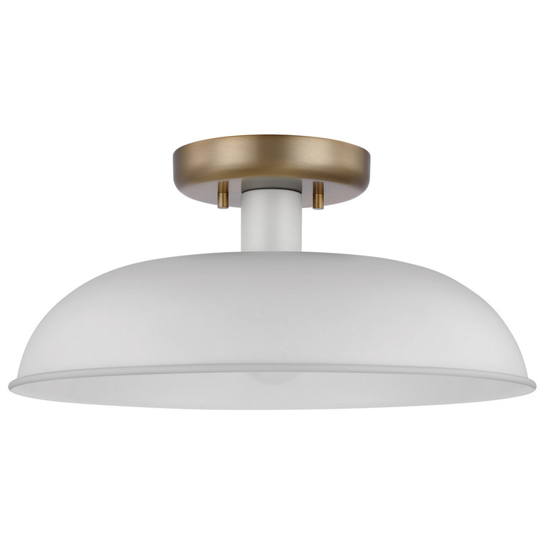 Nuvo Lighting - 60-7490 - One Light Flush Mount - Colony - Matte White / Burnished Brass