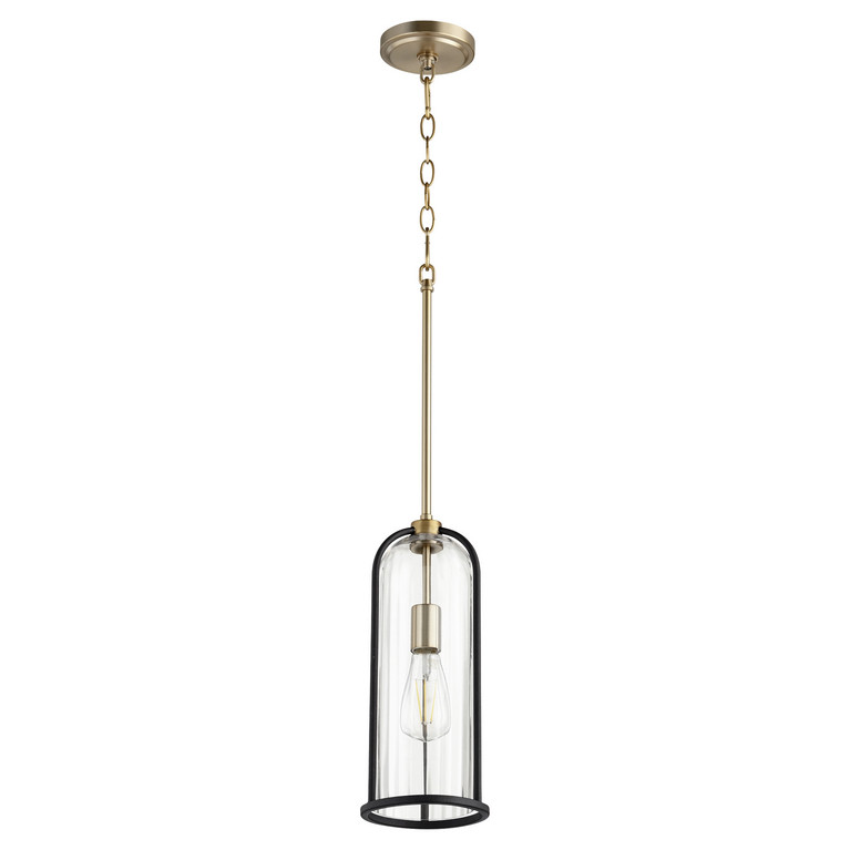 Quorum - 307-6980 - One Light Pendant - Espy - Textured Black|Aged Brass