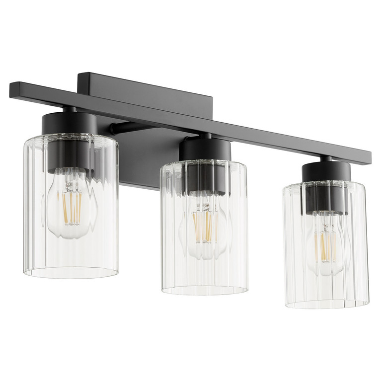 Quorum - 501-3-69 - Three Light Vanity - Ladin - Textured Black|Clear Fluted Glass