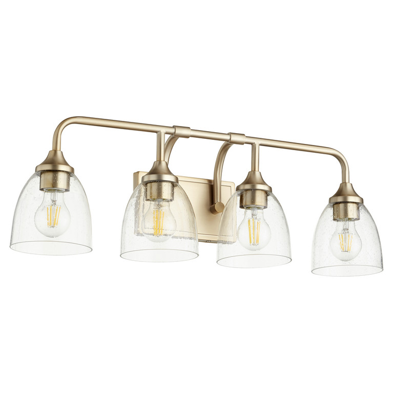 Quorum - 5059-4-280 - Four Light Vanity - Enclave - Aged Brass|Clear Seeded