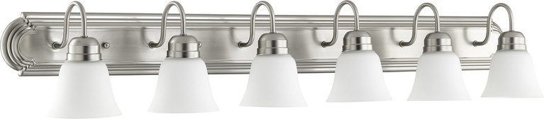 Quorum - 5094-6-65 - Six Light Vanity - Campbell - Satin Nickel|Satin Opal
