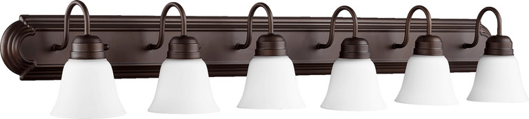 Quorum - 5094-6-86 - Six Light Vanity - Campbell - Oiled Bronze|Satin Opal