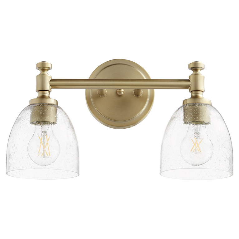 Quorum - 5122-2-280 - Two Light Vanity - Rossington - Aged Brass|Clear Seeded