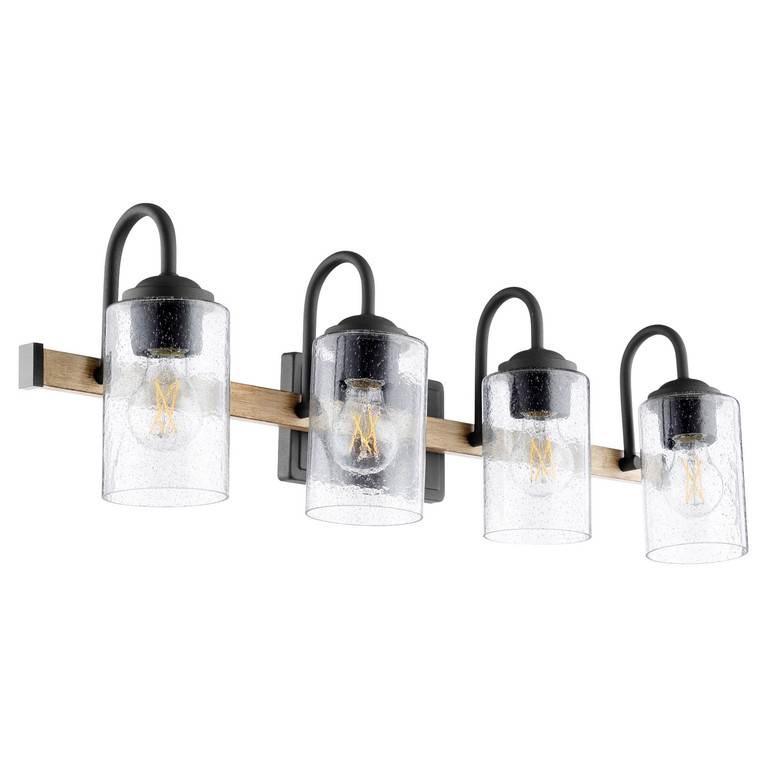 Quorum - 5140-4-69 - Four Light Vanity - 5140 Pepper Glass Lighting Series - Textured Black|Driftwood
