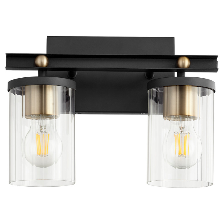 Quorum - 529-2-6980 - Two Light Vanity - Empire - Textured Black|Aged Brass