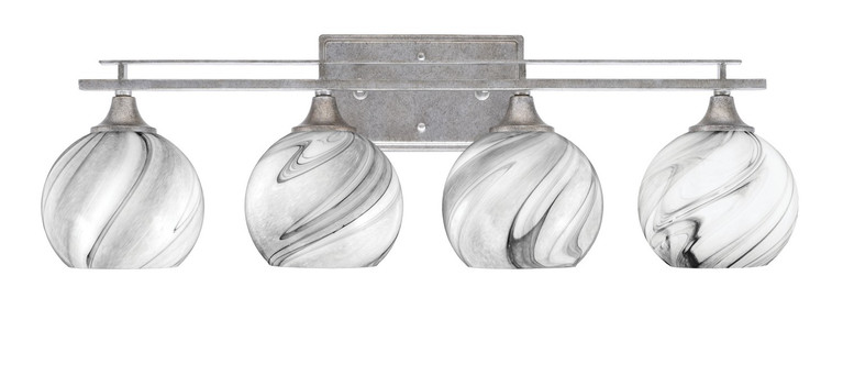 Toltec Lighting - 134-AS-4109 - Four Light Bath Bar - Uptowne - Aged Silver