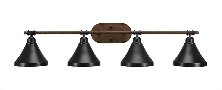 Toltec Lighting - 1754-410-DG - Four Light Bath Bar - Blacksmith - Painted Wood-look Metal & Dark Granite