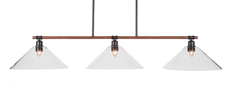 Toltec Lighting - 1763-308 - Three Light Island Pendant - Blacksmith - Painted Wood-look Metal & Dark Granite