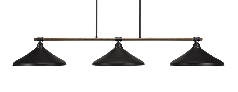 Toltec Lighting - 1763-422-DG - Three Light Island Pendant - Blacksmith - Painted Wood-look Metal & Dark Granite