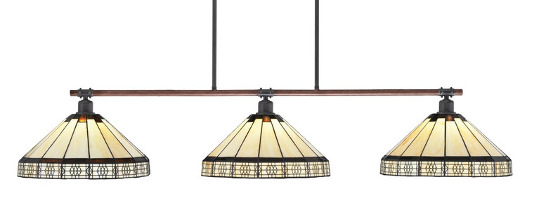 Toltec Lighting - 1763-964 - Three Light Bar - Blacksmith - Painted Wood-look Metal & Dark Granite