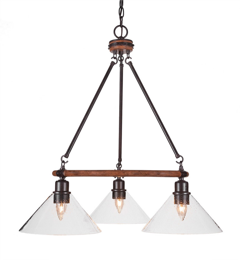 Toltec Lighting - 1766-304 - Three Light Chandelier - Blacksmith - Painted Wood-Look Metal & Dark Granite