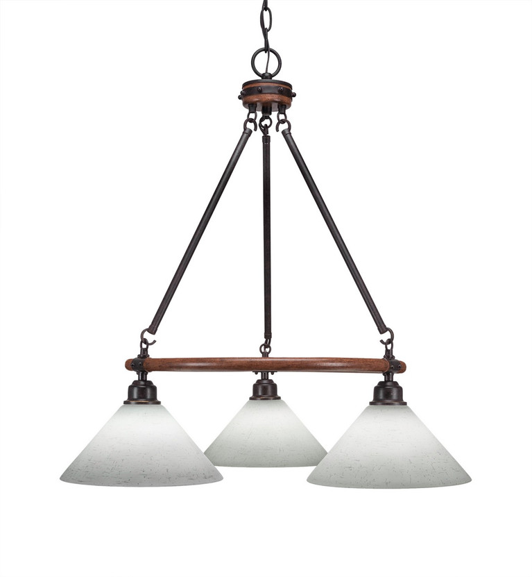Toltec Lighting - 1766-314 - Three Light Chandelier - Blacksmith - Painted Wood-Look Metal & Dark Granite