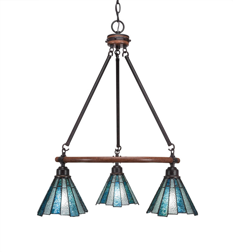 Toltec Lighting - 1766-9325 - Three Light Chandelier - Blacksmith - Painted Wood-Look Metal & Dark Granite