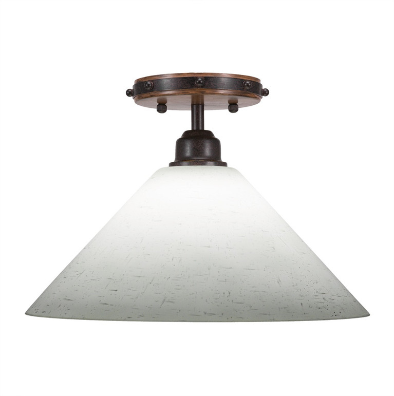 Toltec Lighting - 1767-316 - One Light Semi-Flush Mount - Blacksmith - Painted Wood-look Metal & Dark Granite