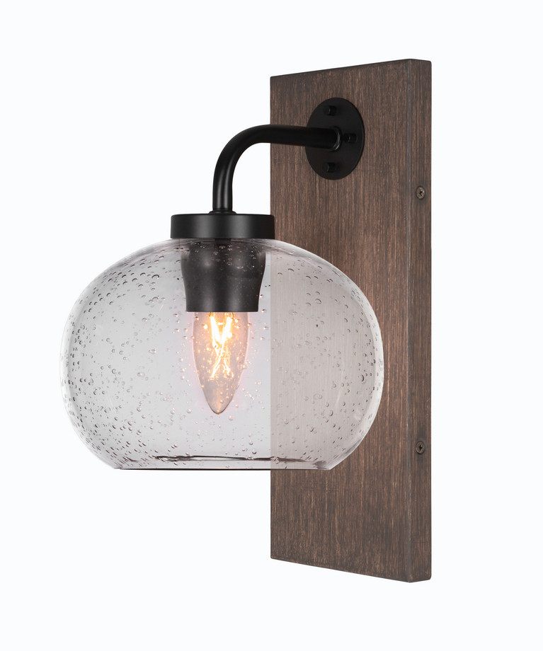 Toltec Lighting - 1771-MBDW-202 - One Light Wall Sconce - Oxbridge - Matte Black & Painted Distressed Wood-look Metal