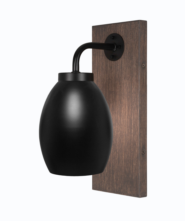 Toltec Lighting - 1771-MBDW-426-MB - One Light Wall Sconce - Oxbridge - Matte Black & Painted Distressed Wood-look Metal