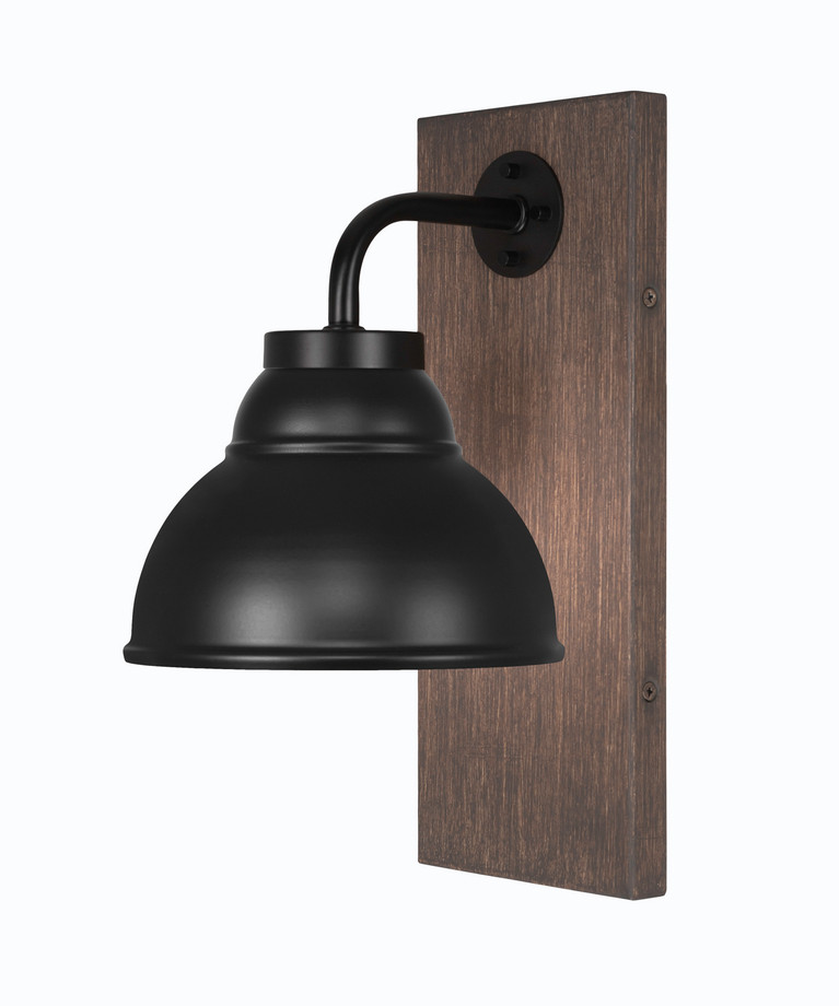 Toltec Lighting - 1771-MBDW-427-MB - One Light Wall Sconce - Oxbridge - Matte Black & Painted Distressed Wood-look Metal