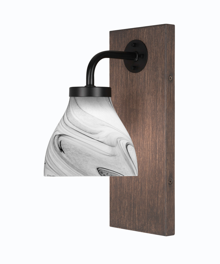 Toltec Lighting - 1771-MBDW-4769 - One Light Wall Sconce - Oxbridge - Matte Black & Painted Distressed Wood-look Metal