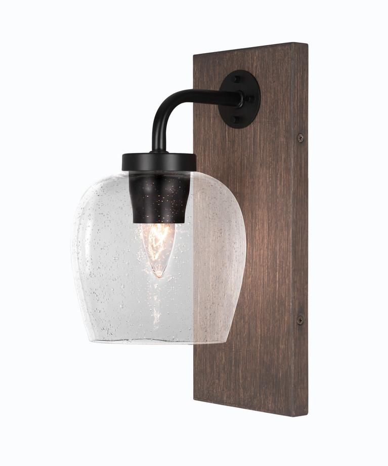 Toltec Lighting - 1771-MBDW-4810 - One Light Wall Sconce - Oxbridge - Matte Black & Painted Distressed Wood-look Metal