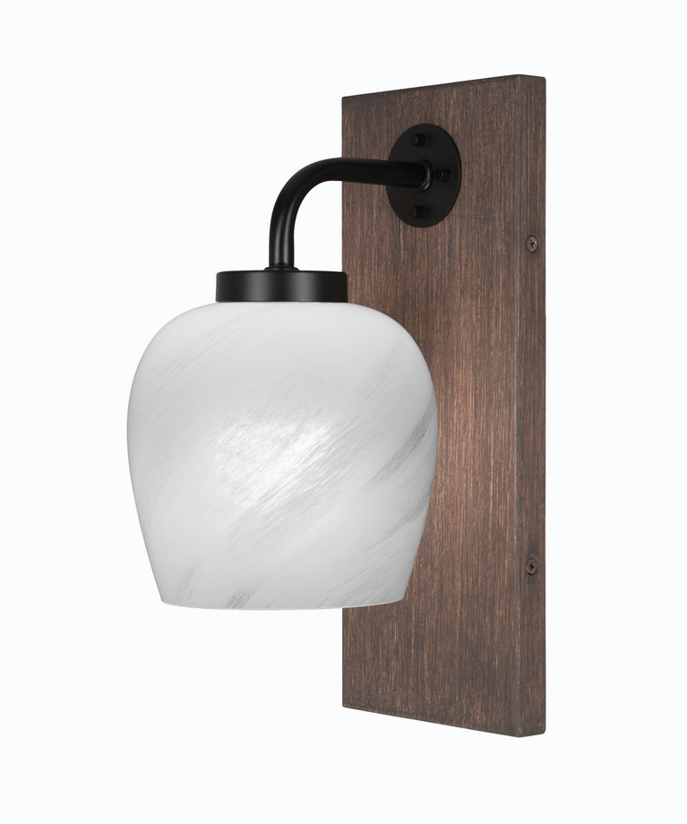 Toltec Lighting - 1771-MBDW-4811 - One Light Wall Sconce - Oxbridge - Matte Black & Painted Distressed Wood-look Metal