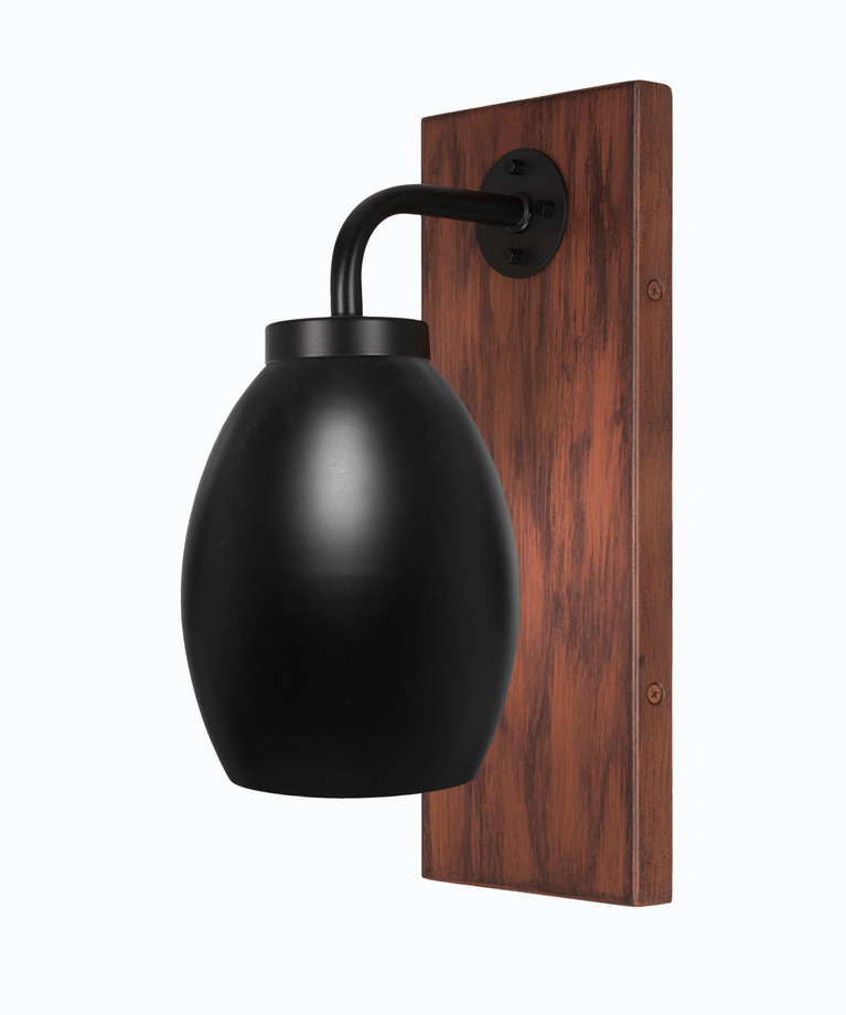Toltec Lighting - 1771-MBWG-426-MB - One Light Wall Sconce - Oxbridge - Matte Black & Painted Wood-look Metal