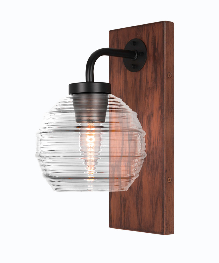 Toltec Lighting - 1771-MBWG-5110 - One Light Wall Sconce - Oxbridge - Matte Black & Painted Wood-look Metal
