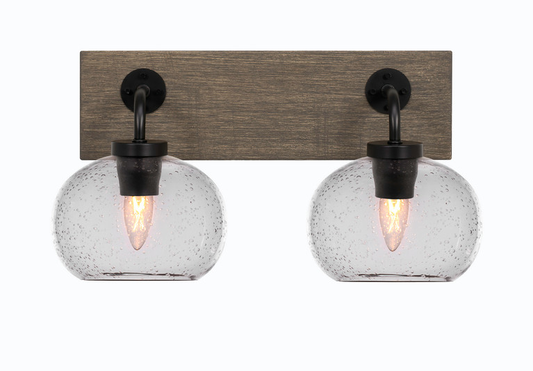 Toltec Lighting - 1772-MBDW-202 - Two Light Bath Bar - Oxbridge - Matte Black & Painted Distressed Wood-look Metal