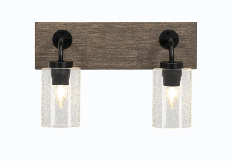 Toltec Lighting - 1772-MBDW-300 - Two Light Bath Bar - Oxbridge - Matte Black & Painted Distressed Wood-look Metal
