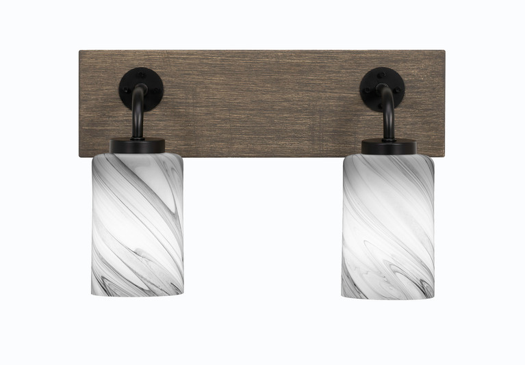 Toltec Lighting - 1772-MBDW-3009 - Two Light Bath Bar - Oxbridge - Matte Black & Painted Distressed Wood-look Metal